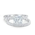 thumbnail image 1 of Two Piece Asscher Cut Bridal Set Ring CZ 925 Sterling Silver Size 6, 1 of 4