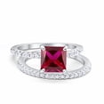 thumbnail image 1 of Two Piece Asscher Cut Bridal Set Ring Ruby CZ 925 Sterling Silver Size 12, 1 of 4