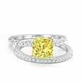 thumbnail image 1 of Two Piece Asscher Cut Bridal Set Ring Yellow CZ 925 Sterling Silver Size 11, 1 of 4