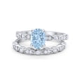 thumbnail image 1 of Two Piece Band Engagement Ring Oval Aquamarine CZ 925 Sterling Silver Size 6, 1 of 4