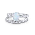 thumbnail image 1 of Two Piece Band Ring Oval Lab Created White Opal 925 Sterling Silver Size 5, 1 of 5