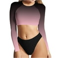 thumbnail image 1 of Two Piece Bathing Suits for Women,Long Sleeve Gradient Crewneck Tankini Top and Cheeky Swimwear Bottom, 1 of 3