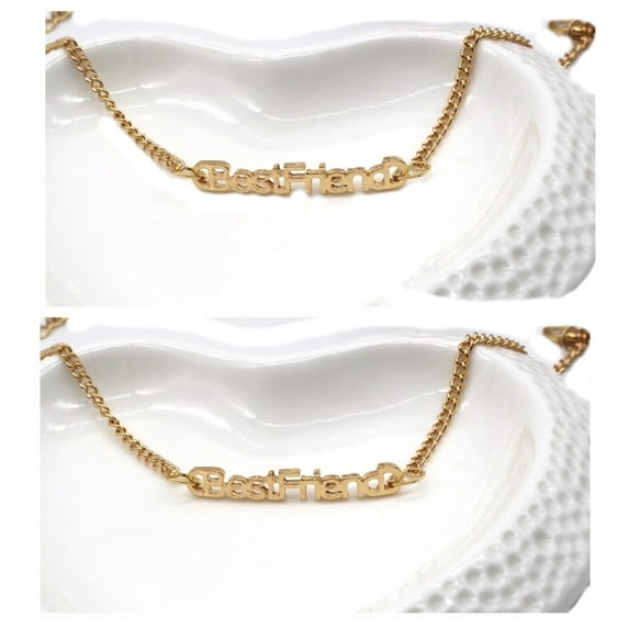 Two-Piece Best Friends Anti-Tarnish Gold Plated Matching Bracelets J-413