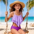 thumbnail image 1 of Two Piece Bikini Sets Tiered Ruffled Bathing Suit Purple Bikini Set Swimwear Girls Fashion 11-12 Years, 1 of 9
