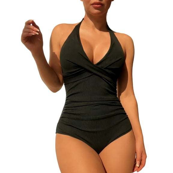 Two Piece Bikini Sets for Women Halter Neck Fringe Bikini Tops & Tummy Control High-Waisted Bottoms Sexy Fashion Swimwear Stretchy Trendy Swim Suit Slim Fit Causal Bathing Suits