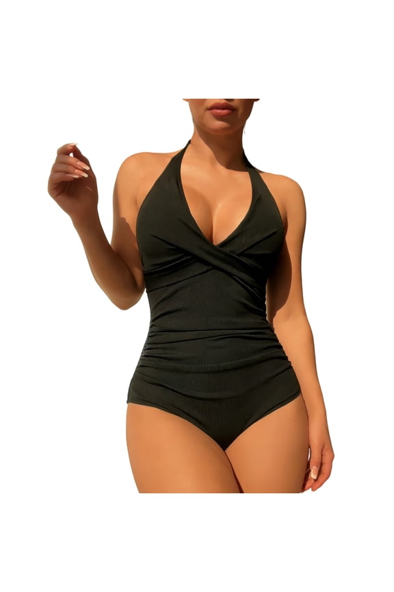 Two Piece Bikini Sets for Women Halter Neck Fringe Bikini Tops & Tummy Control High-Waisted Bottoms Sexy Fashion Swimwear Stretchy Trendy Swim Suit Slim Fit Causal Bathing Suits