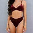 thumbnail image 1 of Two Piece Bikini Sets for Women Padded V Neck Top High Waisted Tummy Control Bathing Suits Glitter Sparkle Texture Flattering Swimwear, 1 of 5