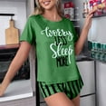 thumbnail image 1 of Two-Piece Casual Home Set for Women Fashion Letter-Printed Short-Sleeved Top Striped Shorts Pyjamas Set Present for Women Up to 65% off, 1 of 3