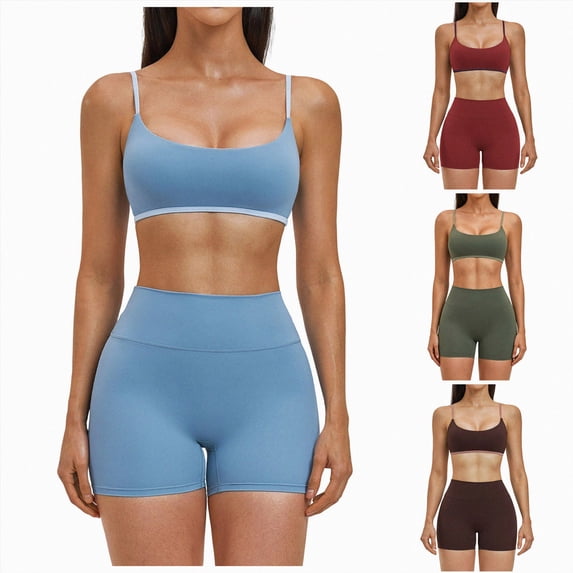 Two Piece Casual Workout Sets for Women Athletic 2 Piece Summer Outfits Lounge Matching Sets Clothing,Fitness(Sky Blue,S)