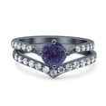 thumbnail image 1 of Two Piece Chevron Lab Alexandrite Round Ring 925 Sterling Silver Size 7, 1 of 3