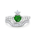 thumbnail image 1 of Two Piece Claddagh Ring Band Heart Simulated Ruby CZ 925 Sterling Silver Size 7, 1 of 3
