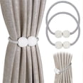 thumbnail image 1 of 2 PCS Adjustable Curtain Tiebacks,Clip-On Braided Rope with Pearl Buckles,Holdbacks for Blackout and Sheer Drapes,Home and Office, 1 of 4