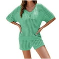 thumbnail image 1 of Two-Piece Cover-Up Sets for Women Knit Crochet Hollow Out Tops and Shorts Beach Wear Outfits Ladies Sexy Bikini Cover Up Short Set, 1 of 5