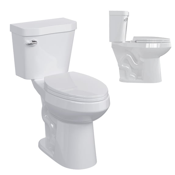 Two-Piece Elongated Toilet 19" Extra Tall Height, 12" Rough-In, Powerful 1.28 GPF Siphonic Flush, Quiet Soft Close Seat, Comfort Height Bathroom Toilet for Elderly, Adults & Mobility Support, White