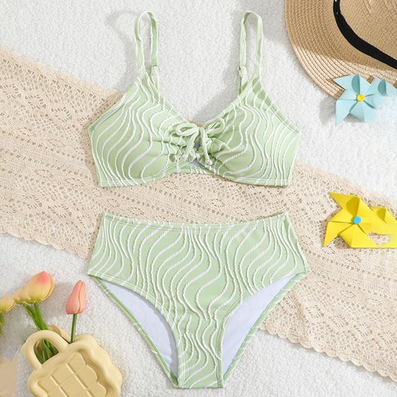 Two Piece Girl Swimsuit Bikini Set Striped Swimsuit Cute Summer Swimsuits Swimsuit for Girls 8-9 Years