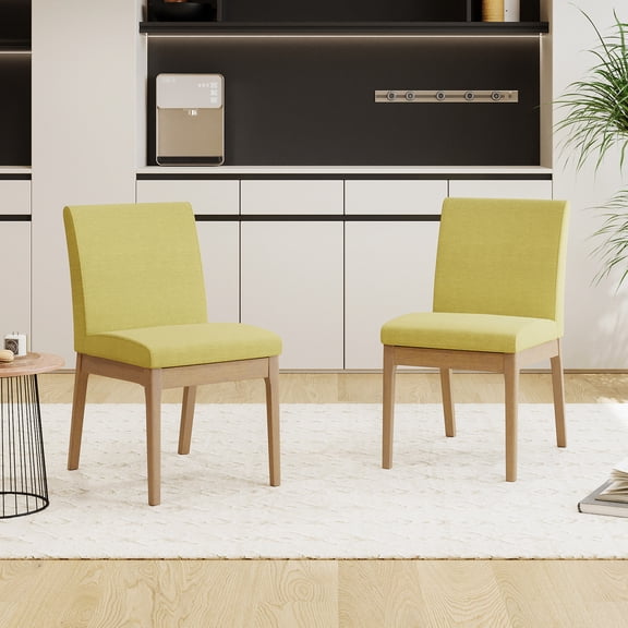 Two-Piece Green Fabric Chairs / Dining Table Companions / Quick Assembly Needed