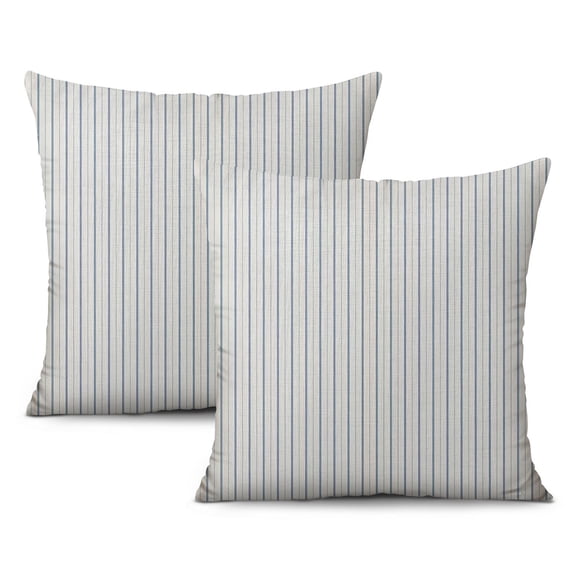Two-Piece Grey and Beige Linen Pillow Cases 18x18, Striped and Elegant for Any Room Decor