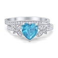 thumbnail image 1 of Two Piece Heart Promise Ring Aquamarine CZ 925 Sterling Silver Size 7, 1 of 3