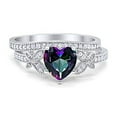 thumbnail image 1 of Two Piece Heart Promise Ring Rainbow CZ 925 Sterling Silver Size 10, 1 of 7