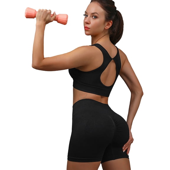 Two-Piece High-Waist Yoga Set For Women, Stretch Fitness Leggings, Gym Workout Ensemble, Waist-Cinching And Buttock-Lifting Sports Shorts, Suitable For Yoga, Fitness Training, Running And Cycling.