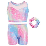 Two Piece Leotards for Girls Gymnastics with Shorts Ballet Tumbling Outfit Hollow Back Design