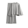 thumbnail image 1 of Two Piece Linen Set Summer Two Piece Sets for Women Clothing Set Female Round Neck Sleeveless Tops Pants Sets Full Pant Style S_508 Women's Tracksuits Gray One Size, 1 of 5