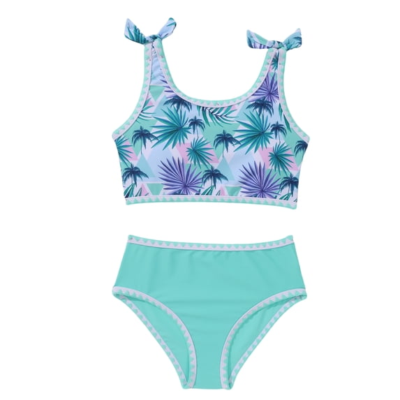 Two Piece Little Girls Tank Bathing Suit Print Bikini Set Kids Girls' Swimwear Bathing Suit Size 3-10