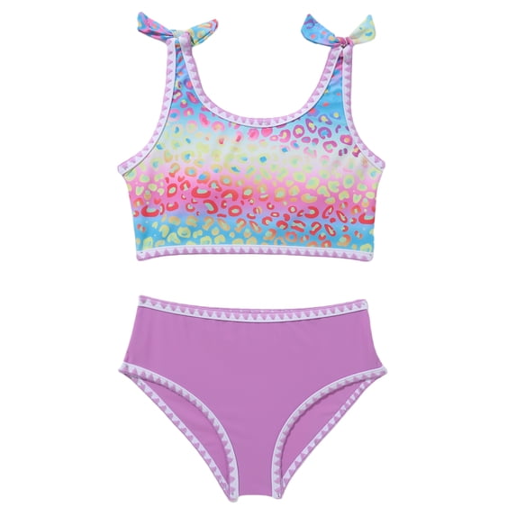 Two Piece Little Girls Tank Bathing Suit Print Bikini Set Kids Girls' Swimwear Bathing Suit Size 3-10