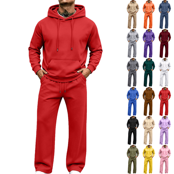 Two Piece Lounge Sets for Men Fall Winter Tracksuit Long Sleeve Hoodie Drawstring Jogger Pants Matching Sets Vacation Travel Outfits