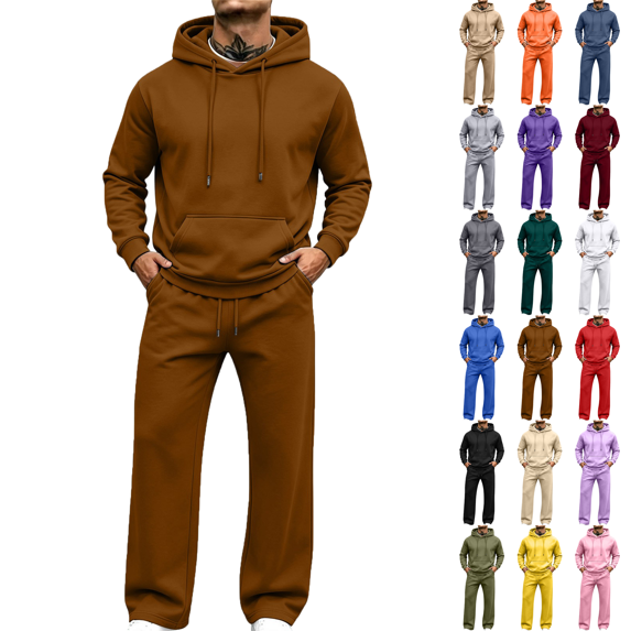 Two Piece Lounge Sets for Men Fall Winter Tracksuit Long Sleeve Hoodie Drawstring Jogger Pants Matching Sets Vacation Travel Outfits