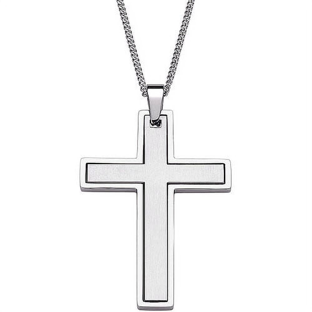 Two-Piece Matte and Polished Cross Stainless Steel Pendant, 20 ...