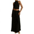 thumbnail image 1 of Two Piece Maxi Skirt Sets for Women Summer Backless Halter Beach Top Long Skirt Going Out Set 2 Piece Outfits Black L, 1 of 7