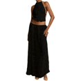 thumbnail image 1 of Two Piece Maxi Skirt Sets for Women Summer Backless Halter Beach Top Long Skirt Going Out Set 2 Piece Outfits Black S, 1 of 5