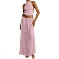 thumbnail image 1 of Two Piece Maxi Skirt Sets for Women Summer Backless Halter Beach Top Long Skirt Going Out Set 2 Piece Outfits Pink XL, 1 of 7