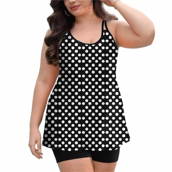 Two Piece Modest Bathing Suits Womens Blouson Tankini Swimsuits Flowy Swimwear Tops Boyshorts Beach Vacation(Black S)