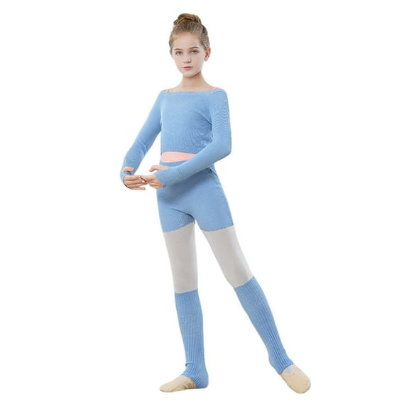 Two Piece Outfits,Elegant Kids Girls Ballet Sweater Pullover Soft Warm Up Dance Top For Leotards And Practice Wear,Toddler Girl Outfits,Sky Blue,8-9 Years