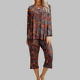 thumbnail image 1 of Two Piece Outfits For Women 2PC Halloween Print Round Neck Long Sleeve Two-piece Comfortable Home Pajamas Set Sports Set Up to 65% off, 1 of 5