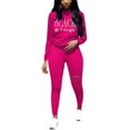 thumbnail image 1 of Women's Two Piece Outfits Casual Long Sleeve Pant Sets Ripped Hole Long Sleeve Elastic Waist Pullover Hoodies Long Pants Casual Sweatsuits Tracksuits, 1 of 3