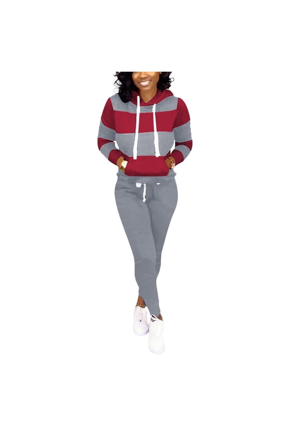 Two Piece Outfits For Women Casual Jogging Suit Set Long Sleeve Sweatshirt And SweatpantsTracksuit Athletic Loungewear Set Sweatpants