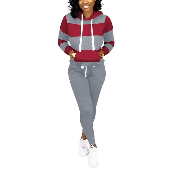 Two Piece Outfits For Women Casual Jogging Suit Set Long Sleeve Sweatshirt And SweatpantsTracksuit Athletic Loungewear Set Sweatpants