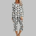 thumbnail image 1 of Two Piece Outfits For Women Halloween Print Round Neck Long Sleeve Two-piece Comfortable Home Pajamas Set Sports Set Up to 65% off, 1 of 5