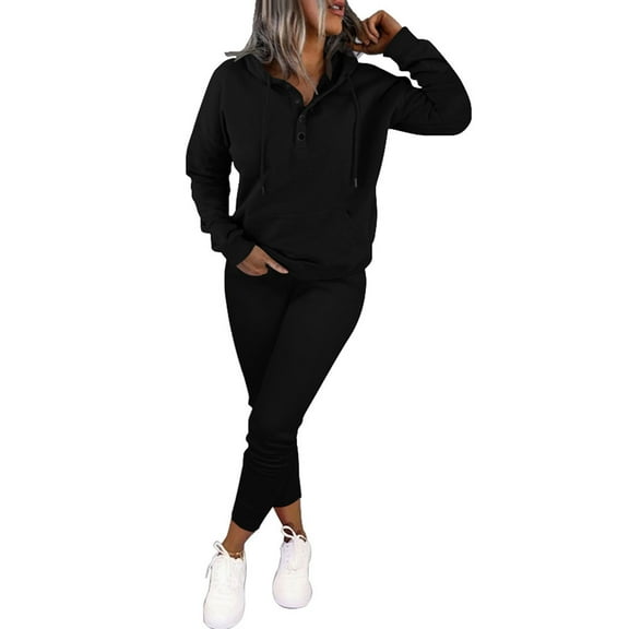 Two Piece Outfits For Women Jogging Suits Casual Sweatsuits Jogger Long Sleeve Pullover Hoodie Pull On Elastic Band Pants Sets With Pockets