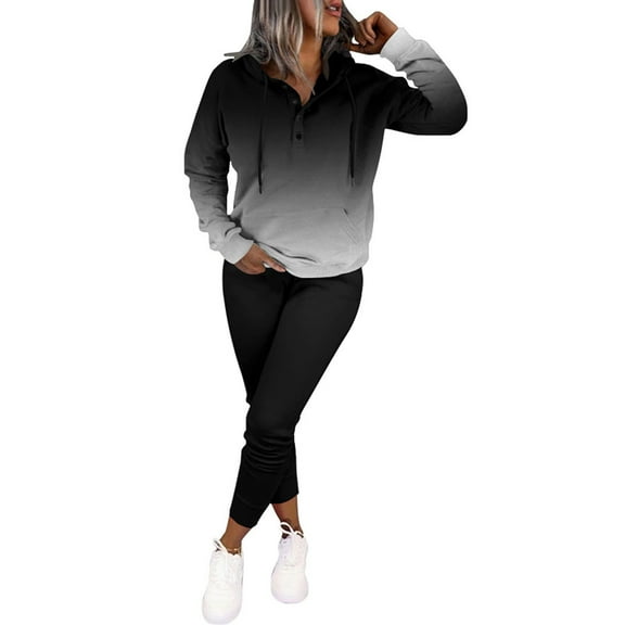 Two Piece Outfits For Women Jogging Suits Casual Sweatsuits Jogger Long Sleeve Pullover Hoodie Pull On Elastic Band Pants Sets With Pockets