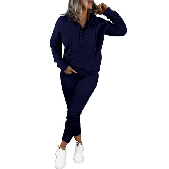 Two Piece Outfits For Women Jogging Suits Casual Sweatsuits Jogger Long Sleeve Pullover Hoodie Pull On Elastic Band Pants Sets With Pockets