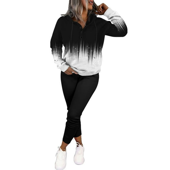 Two Piece Outfits For Women Jogging Suits Casual Sweatsuits Jogger Long Sleeve Pullover Hoodie Pull On Elastic Band Pants Sets With Pockets