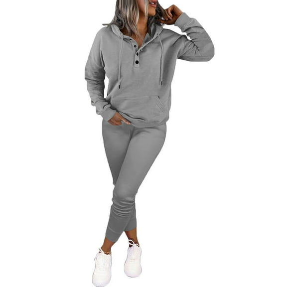 Two Piece Outfits For Women Jogging Suits Casual Sweatsuits Jogger Long Sleeve Pullover Hoodie Pull On Elastic Band Pants Sets With Pockets