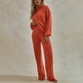 thumbnail image 1 of Two Piece Outfits For Women Long Sleeve Loose Hooded Casual Set Long Sleeve Round Neck Top/Shirt Set Up to 65% off, 1 of 6
