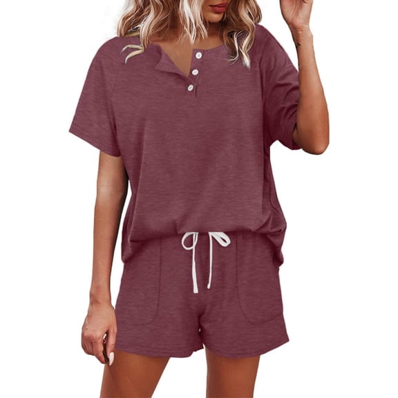 Two Piece Outfits For Women Sets Button Down Top And Shorts Set Sweatsuits With Pockets,Brown Women'S Polyester Shorts 2XL