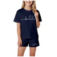 thumbnail image 1 of Two Piece Outfits For Women Summer Kids Summer Sport T-Shirt and Shorts Set Cute Print Clothing Sets Tracksuit, 1 of 4