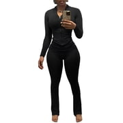 Two Piece Outfits For Women Workout Set Long Sleeve Tracksuit Zip Up Sweatsuits